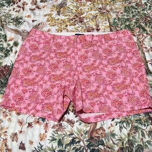 NWOT 22W/2X Land's End Pink Paisley Chino Style Shorts With Pockets